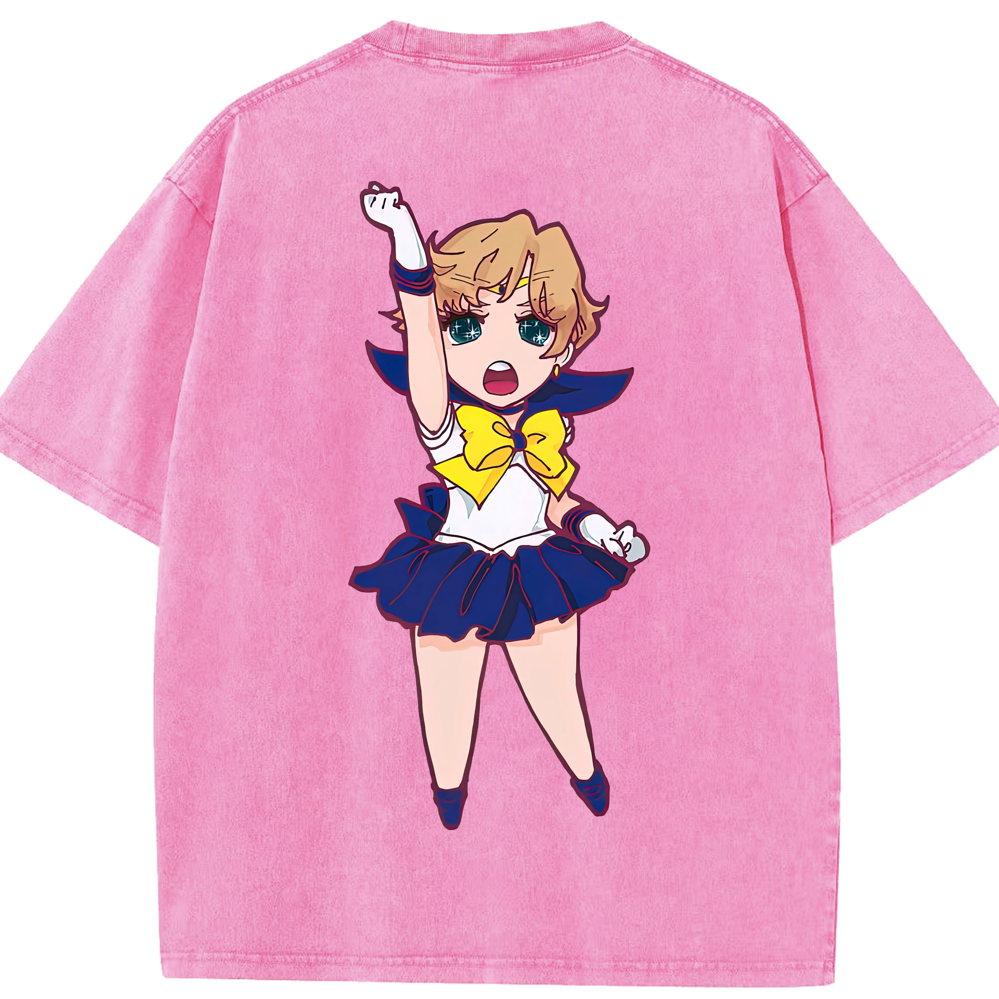 （画像用） 美少女戦士セーラームーン 天王はるか Sailor Moon Tenoh Haruka 綿100% ヴィンテージ風 半袖Tシャツ（背面プリント）